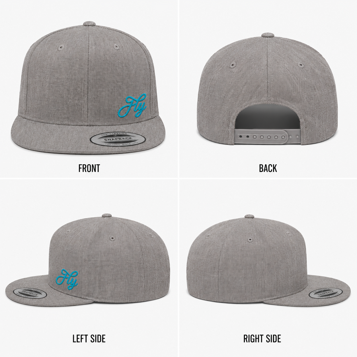 Flat Peak Snapback Cap - Fly Teal